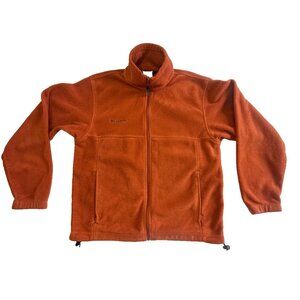 Columbia Mens Fleece Jacket Medium Orange Full Zip Outdoor Hiking Lightweight